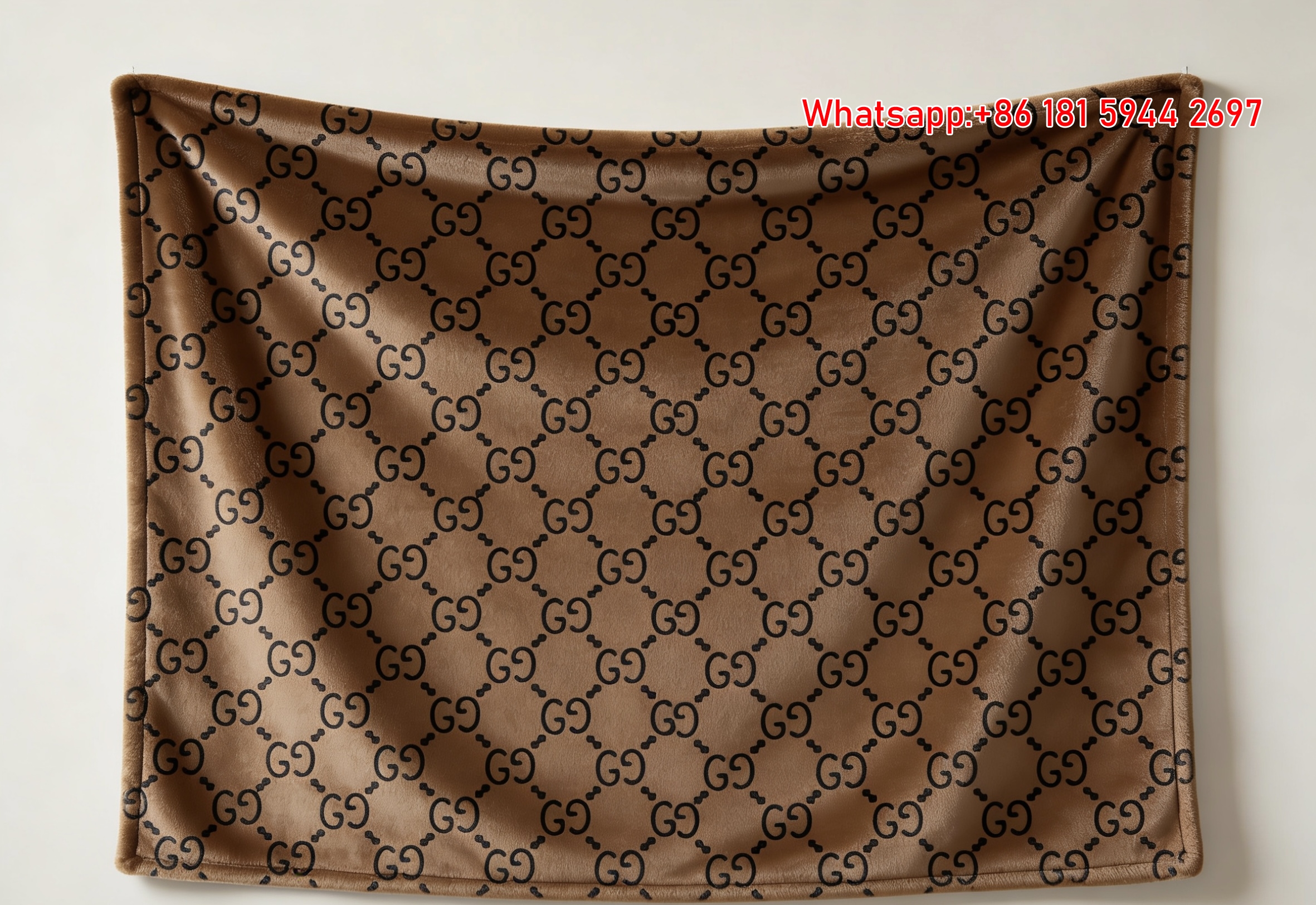 Brown & Black GG Monogram Allover Flannel Fleece Blanket – Wall Hanging Decor Gucci throw blanket IMG_2540